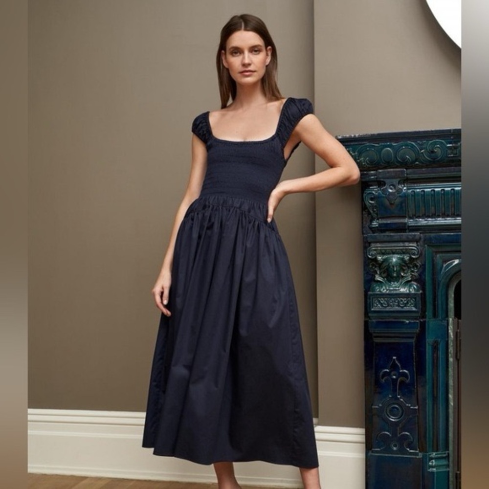 La Line Vivian Smocked Dress, Cap Sleeve